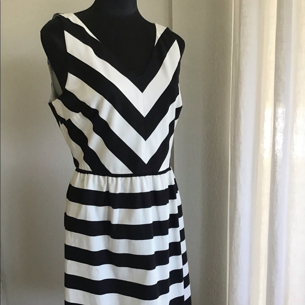 NWOT Loft Black and white striped dress